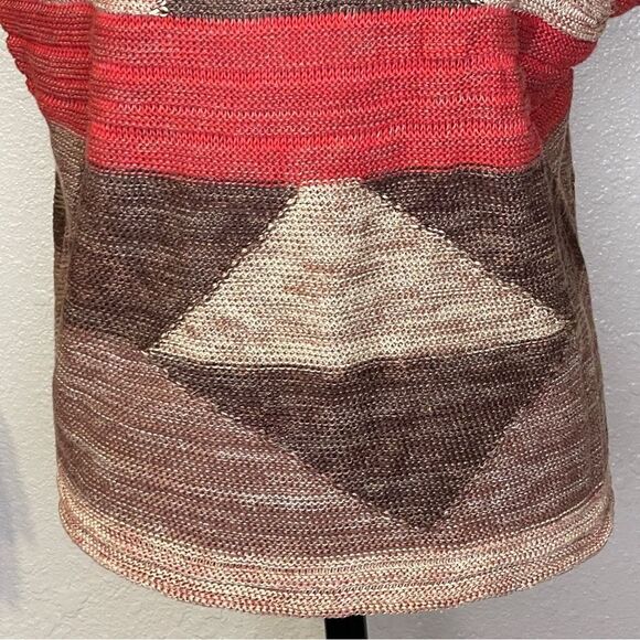 Lauren Ralph Lauren Aztec Geometric Sleeveless Knit Sweater Red Tan Brown S/M - Picture 6 of 11